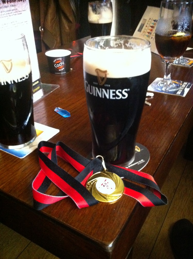 Well-earned; both medal and pint.