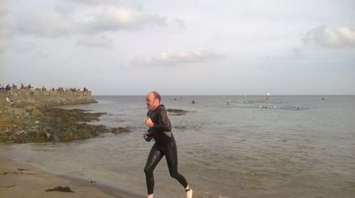 Leaving the water for the second time.