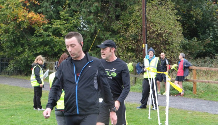 Finishing the run and heading down the chute to pick up your tally prior to scanning.